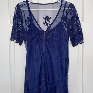 Blue lace romper